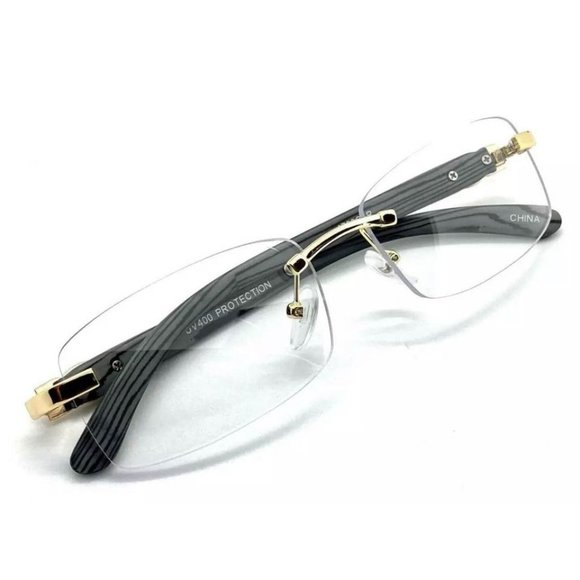 Other - Men Classy Elegant Sophisticated Style Clear Lens Eye Glasses Gold Rimless Frame